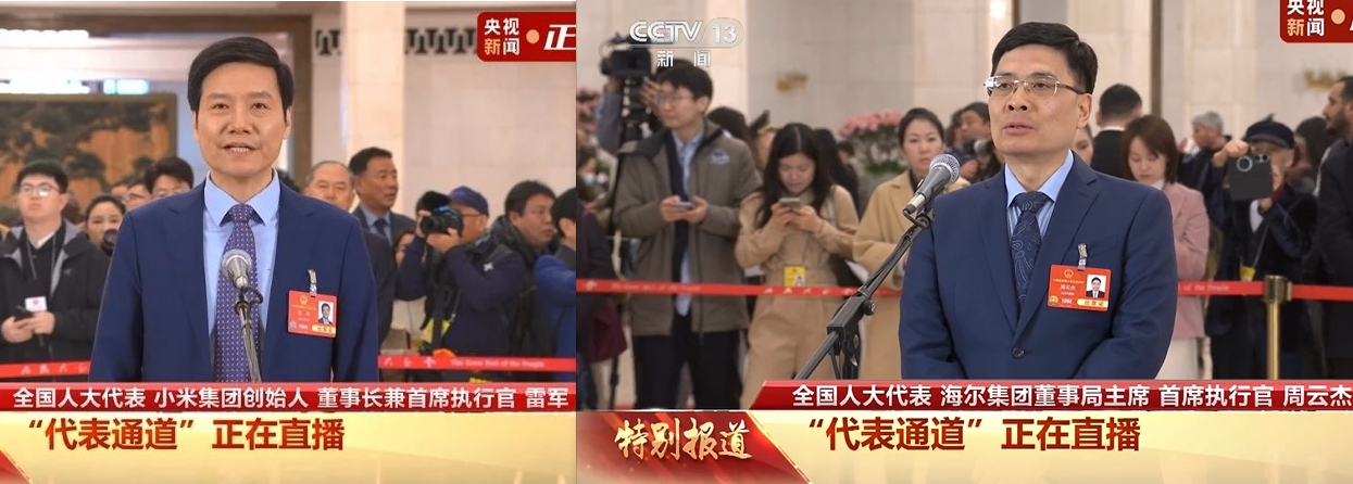 雷军、周云杰亮相“代表通道”，他们都提到一个关键词